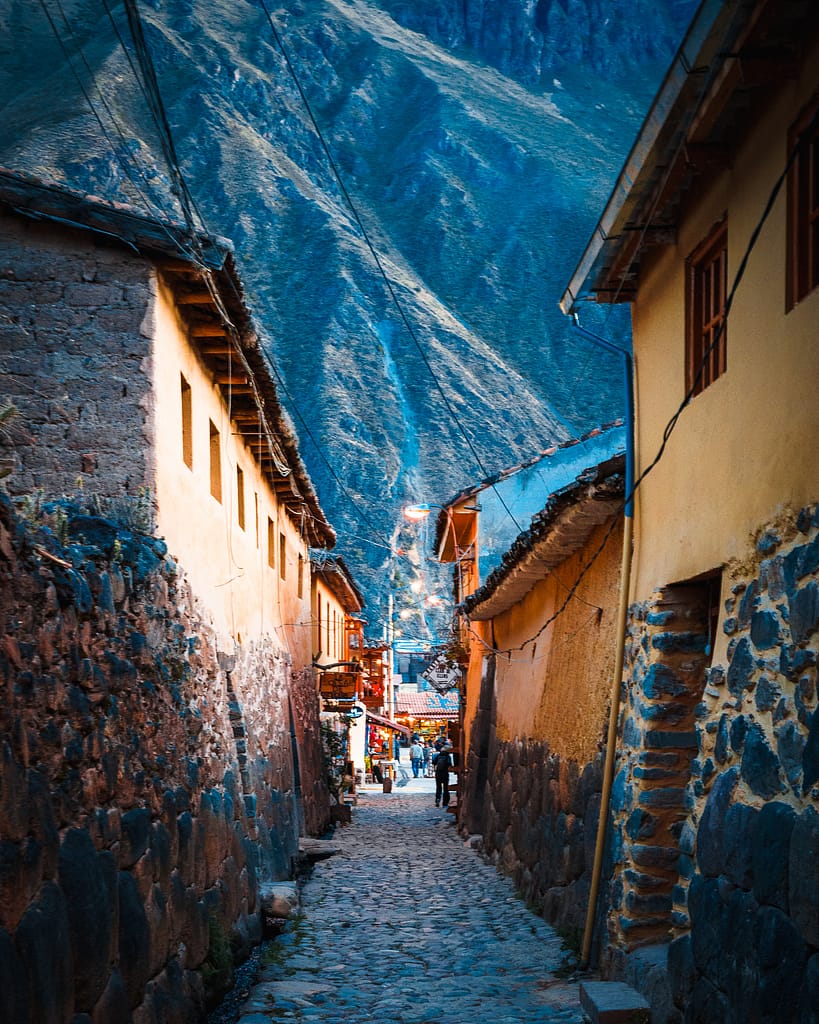 Ollantaytambo peru mountain town village sunset mountains Inca andes